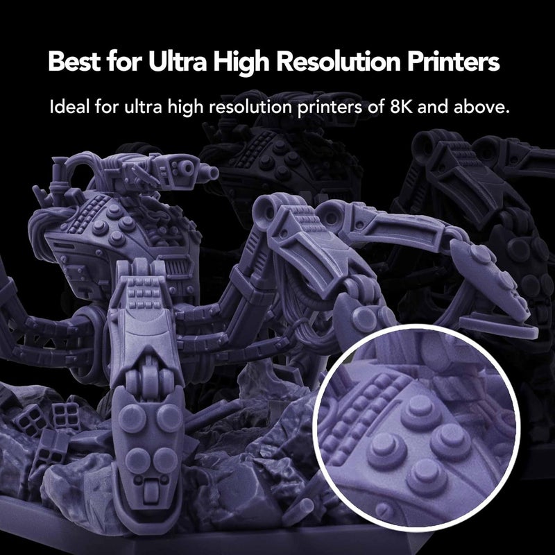 Phrozen Aqua Hyperfine Photopolymer Resin for 9K, 12K or Higher Resolution 3D Printers, 405nm LCD UV-Curing 3D Printing with Low Shrinkage & Superior Precision, Smooth Surface Finish (Purple, 1KG) - Image 4